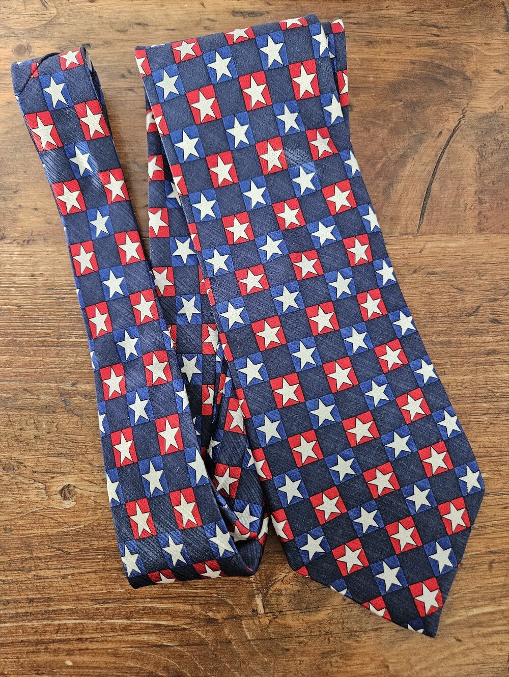 American Traditions Patriotic Silk Tie Navy, Red, White, And Blue With Stars